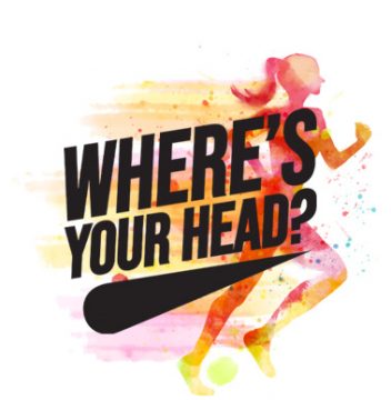 illustration of colorful lady running behind Where's Your Head? logo
